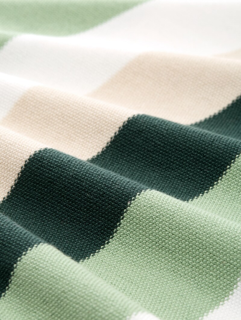 Tom Tailor Strickpullover mit Rundhalsausschnitt - Green Beige Block Stripe