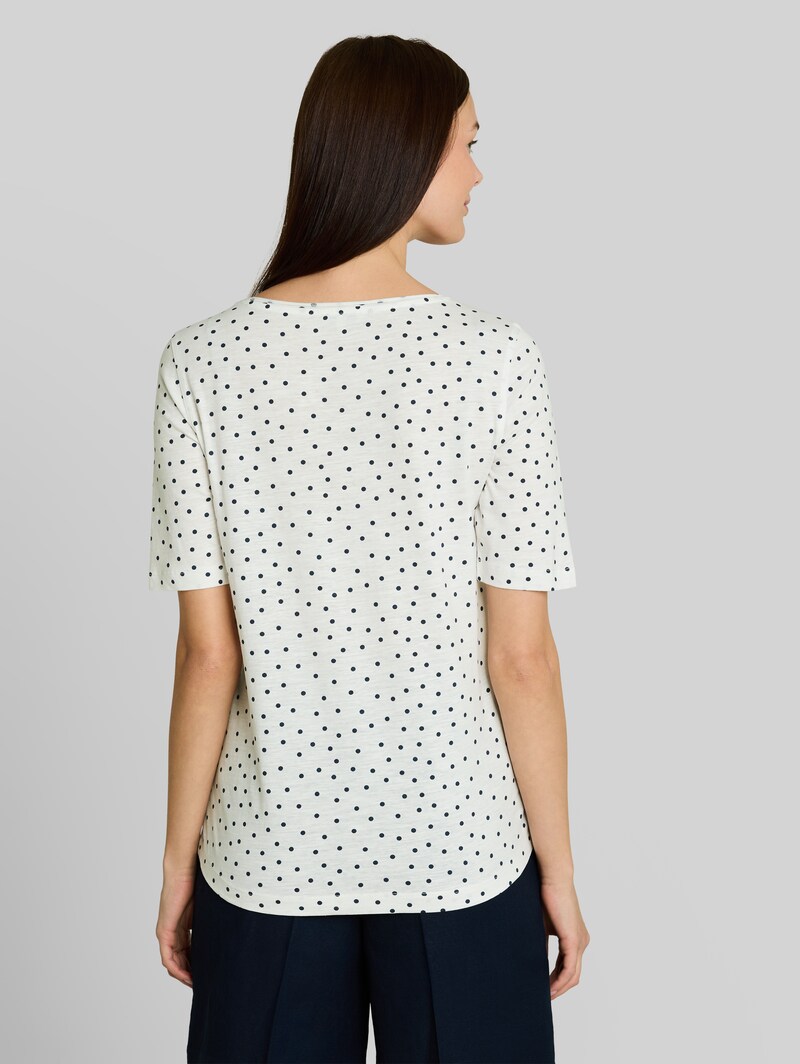 Tom Tailor T-Shirt mit Punktemuster - White Small Dot Design