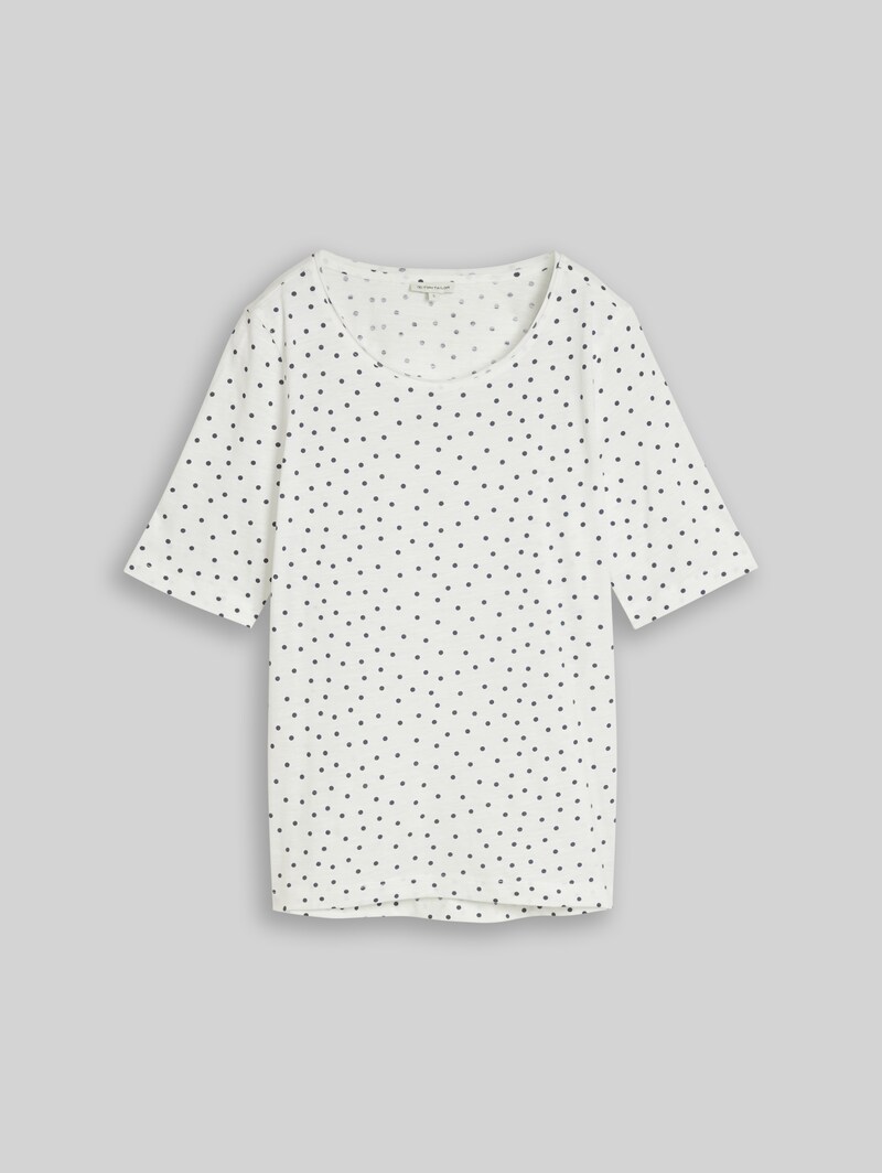 Tom Tailor T-Shirt mit Punktemuster - White Small Dot Design