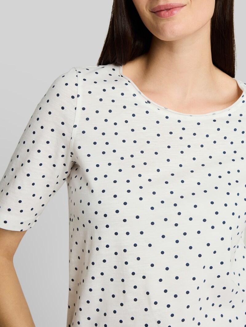 Tom Tailor T-Shirt mit Punktemuster - White Small Dot Design
