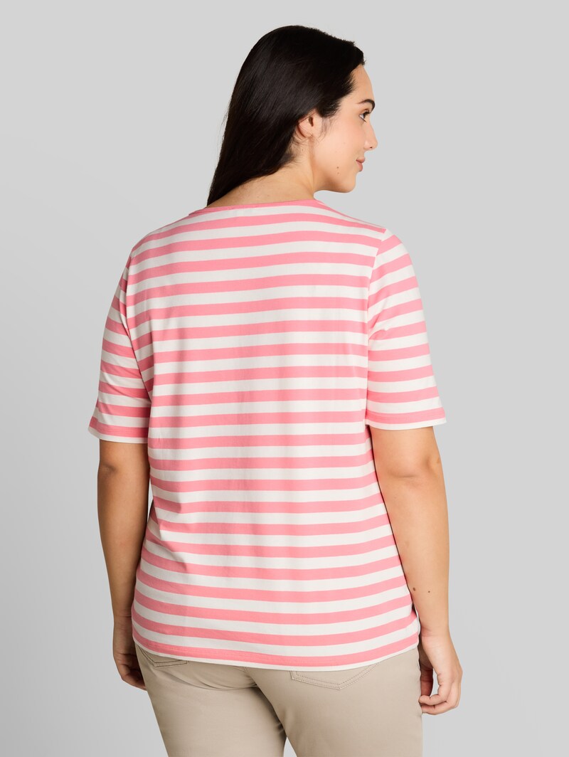 Tom Tailor Plus Size - T-Shirt mit Stickerei - Pink White Stripe