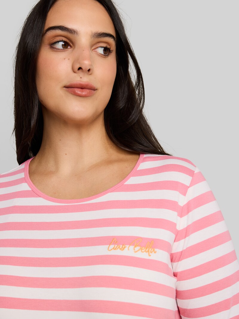 Tom Tailor Plus Size - T-Shirt mit Stickerei - Pink White Stripe