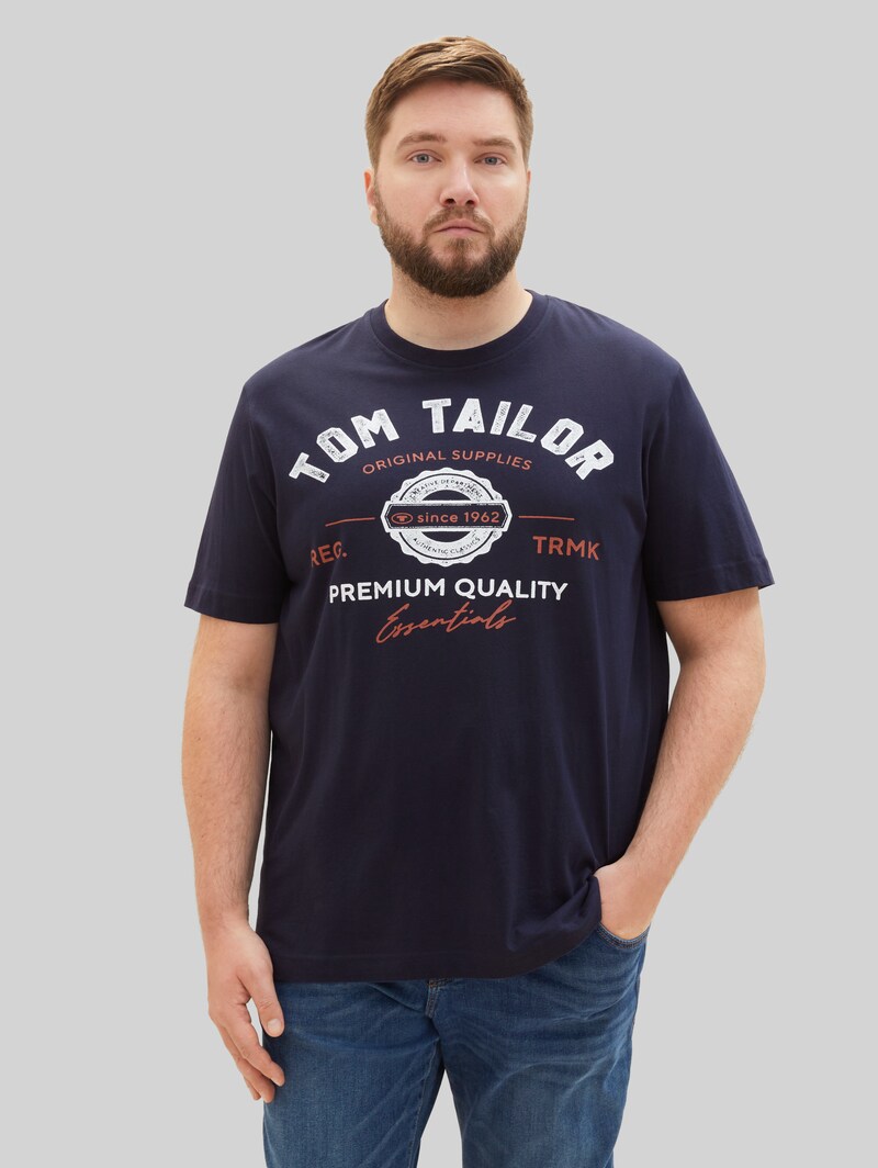Tom Tailor Plus Size - T-Shirt mit Logo Print - Sky Captain Blue