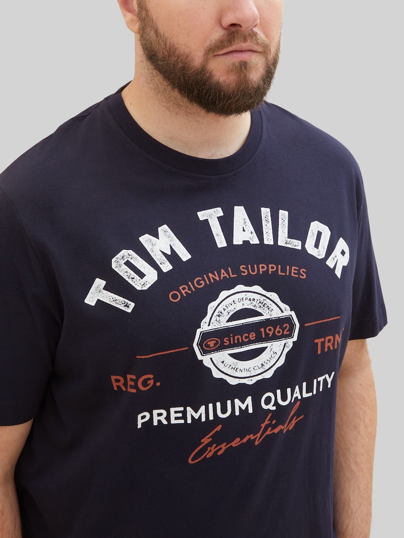 Tom Tailor Plus Size - T-Shirt mit Logo Print - Sky Captain Blue