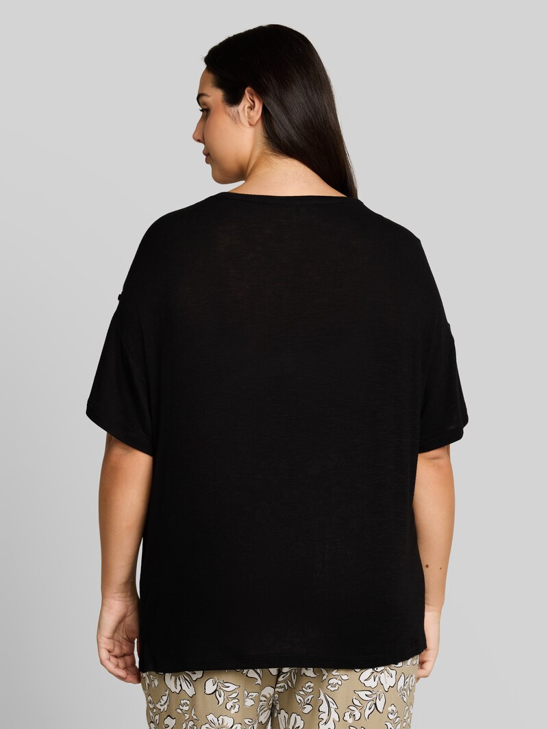Tom Tailor Plus Size - T-Shirt mit Turn-Up-Funktion - Deep Black
