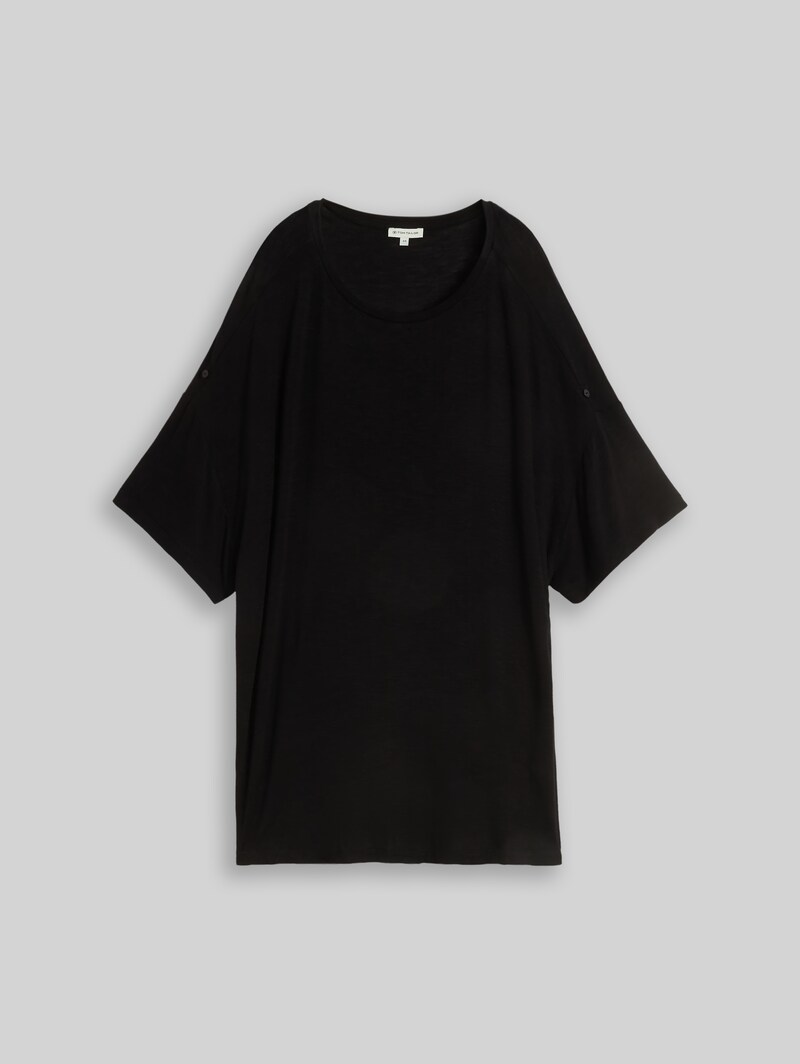 Tom Tailor Plus Size - T-Shirt mit Turn-Up-Funktion - Deep Black