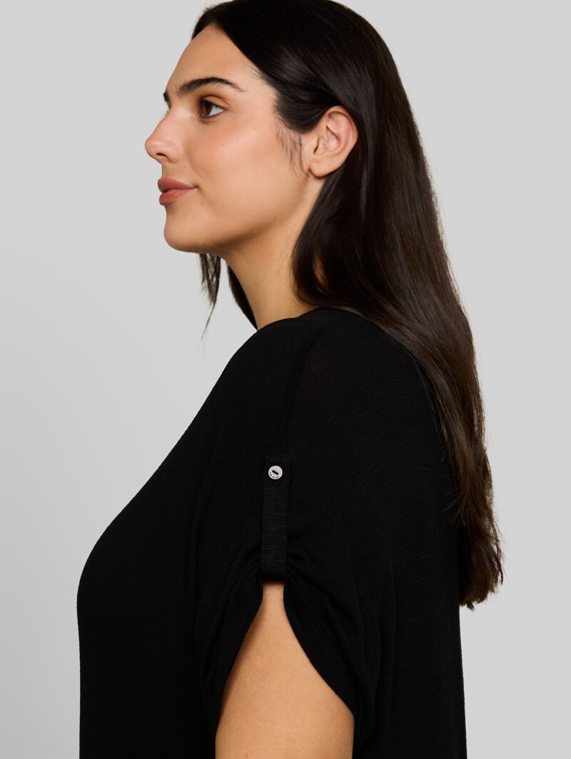 Tom Tailor Plus Size - T-Shirt mit Turn-Up-Funktion - Deep Black