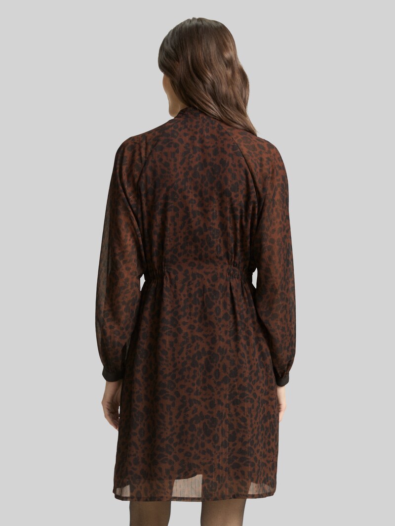 Tom Tailor Chiffon-Kleid mit Leo-Print - Brown Black Small Leo Print