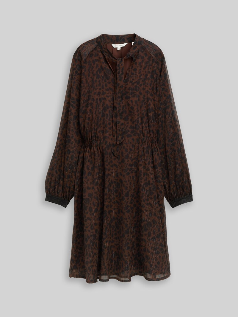 Tom Tailor Chiffon-Kleid mit Leo-Print - Brown Black Small Leo Print