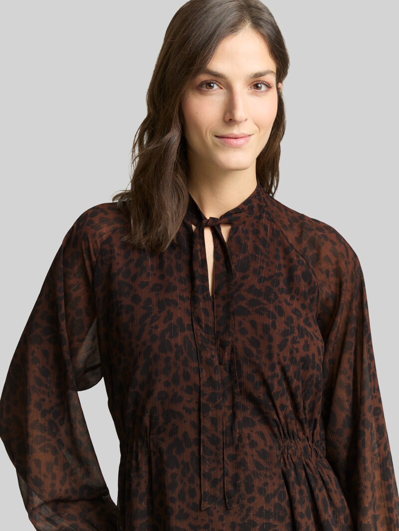 Tom Tailor Chiffon-Kleid mit Leo-Print - Brown Black Small Leo Print