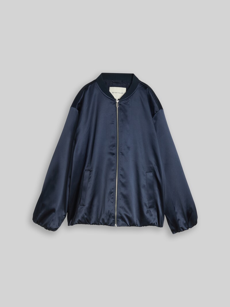 Tom Tailor Plus Size - Satin Blouson Jacke mit Bomberkragen - Sky Captain Blue