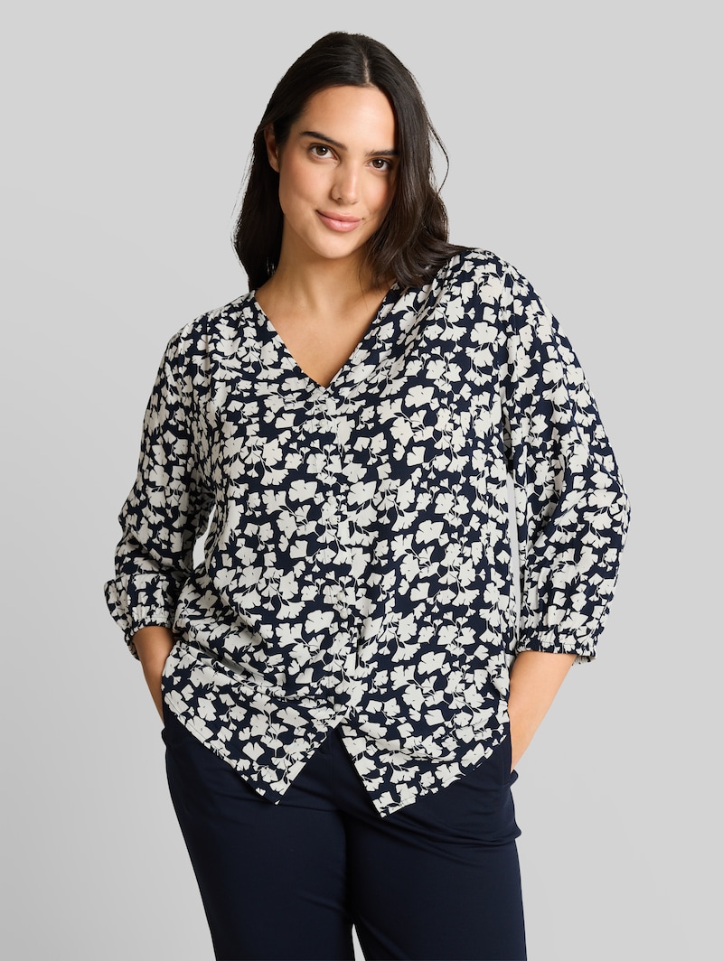 Tom Tailor Plus Size - Bluse aus Viskose - Blue Ginkgo Minimal Tom Tailor Plus Size - Bluse aus Viskose - Blue Ginkgo Minimal