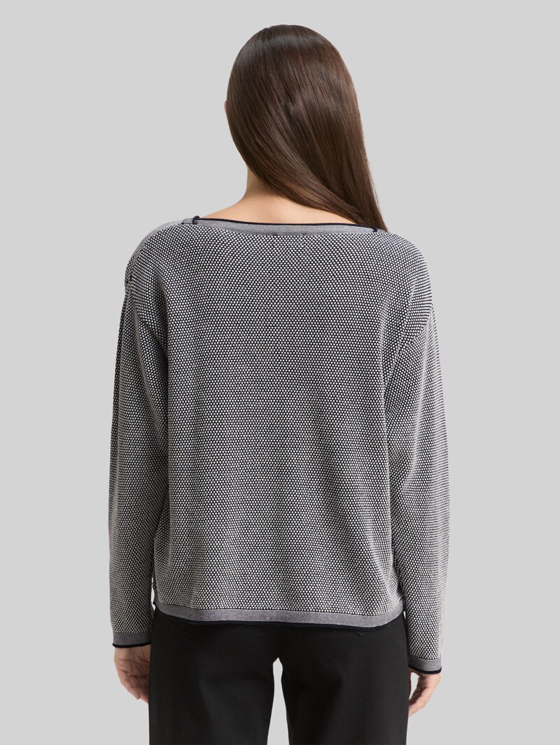 Tom Tailor Loose Fit Strickpullover aus Baumwolle - Navy Bubble Structure