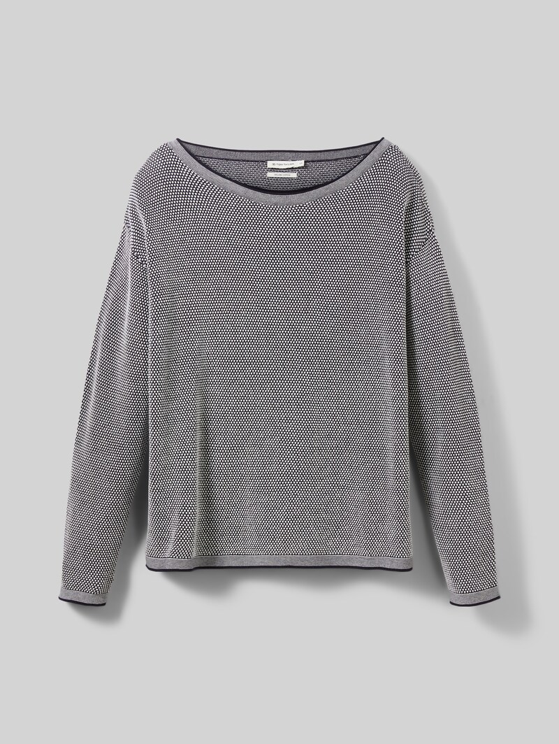Tom Tailor Loose Fit Strickpullover aus Baumwolle - Navy Bubble Structure