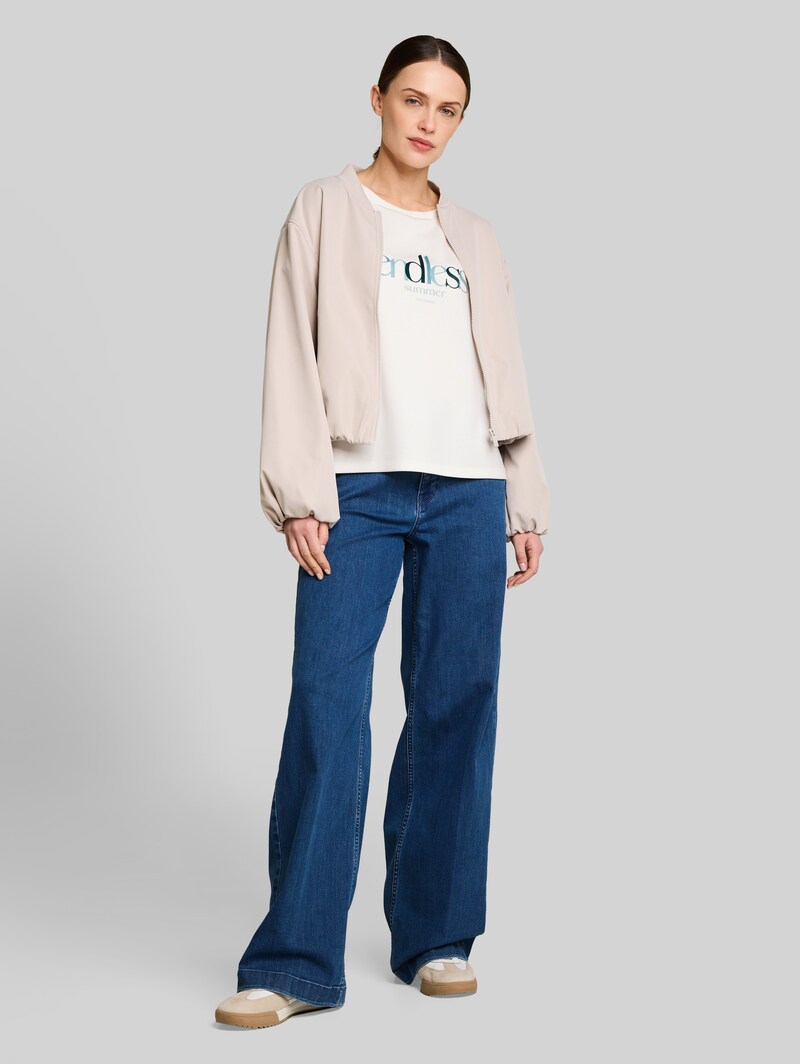 Tom Tailor Loose Fit Scuba T-Shirt mit Print - Whisper White