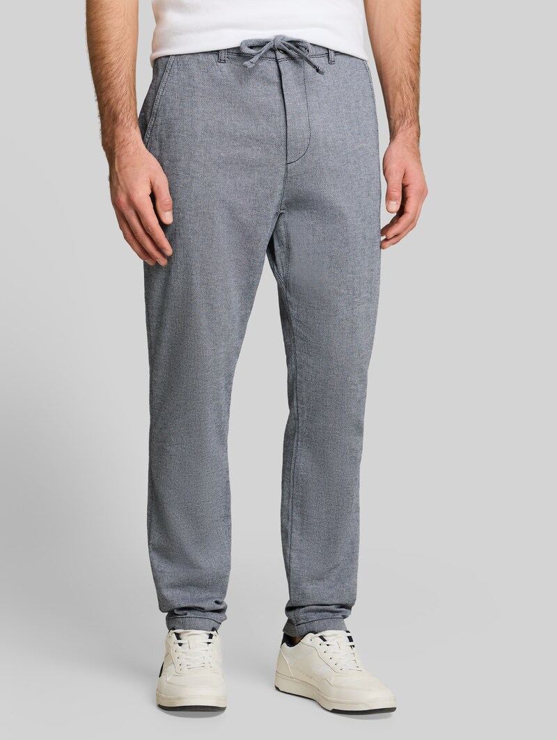 Tom Tailor Regular Tapered Chino Hose mit Kordelzug - Navy Structure