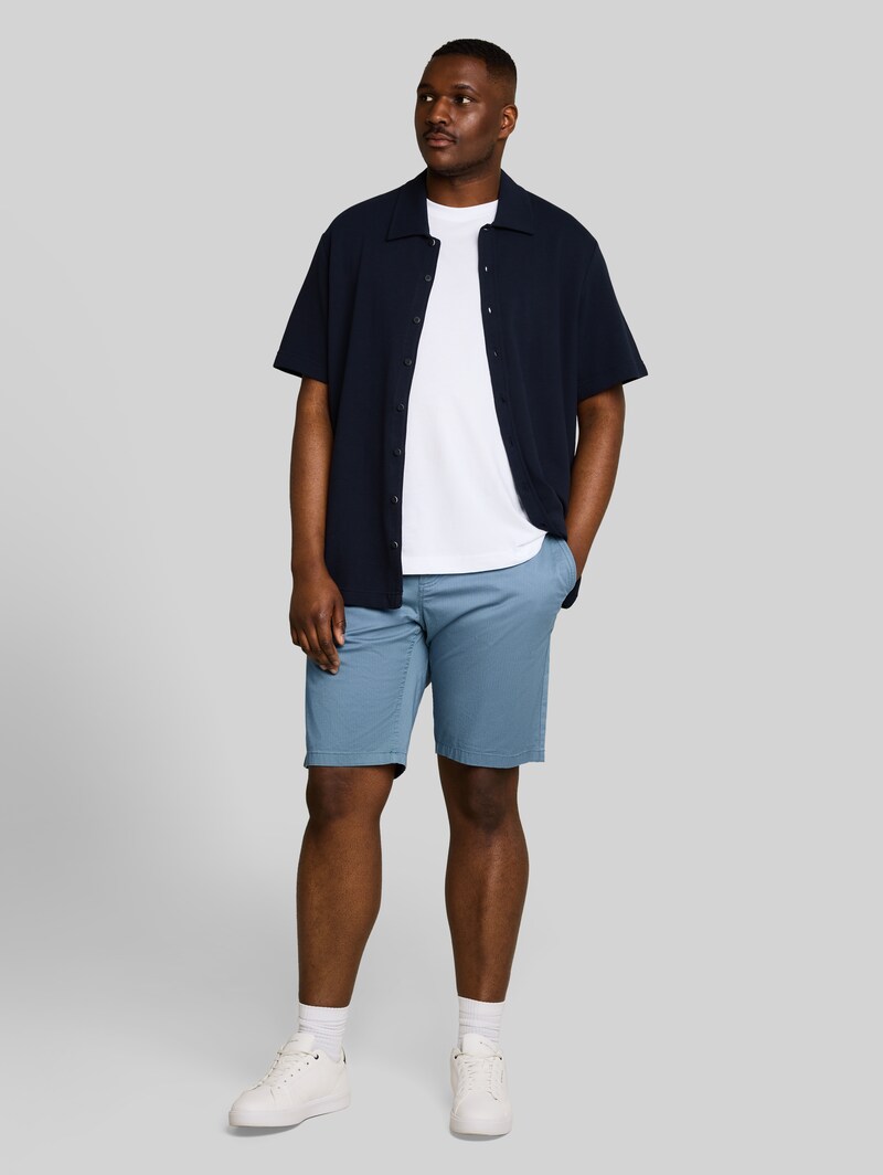 Tom Tailor Plus Size - Slim Chino Shorts - Blue Mini Geometric Print