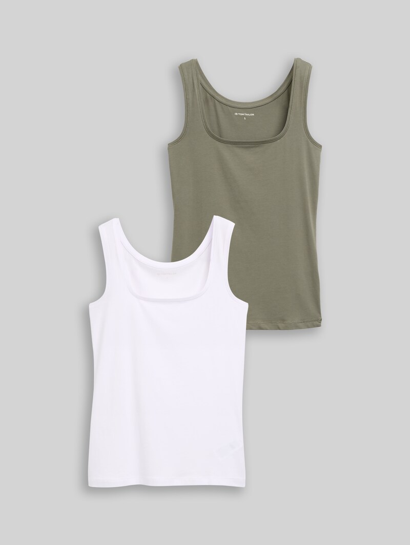 Tom Tailor Basic Top im 2er-Pack - Cloudy Green