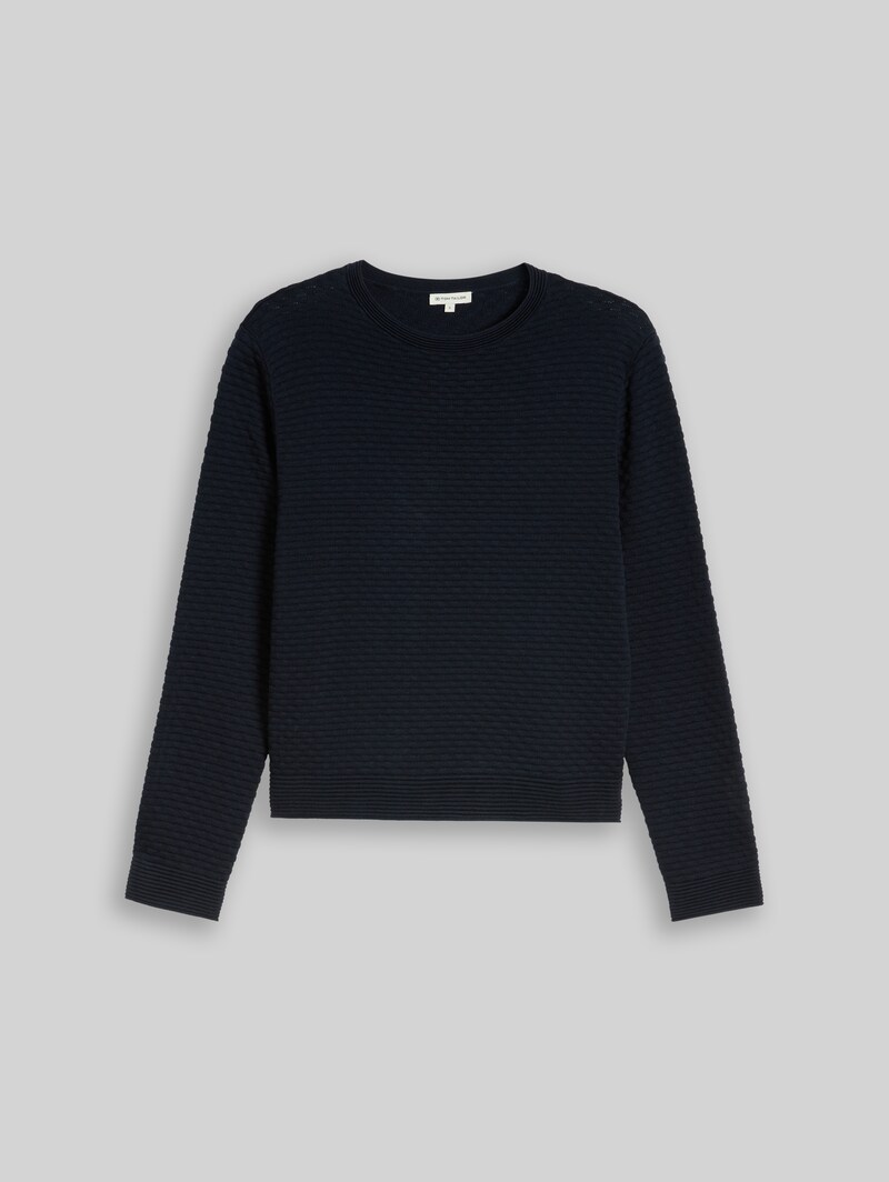 Tom Tailor Strickpullover mit Struktur - Sky Captain Blue
