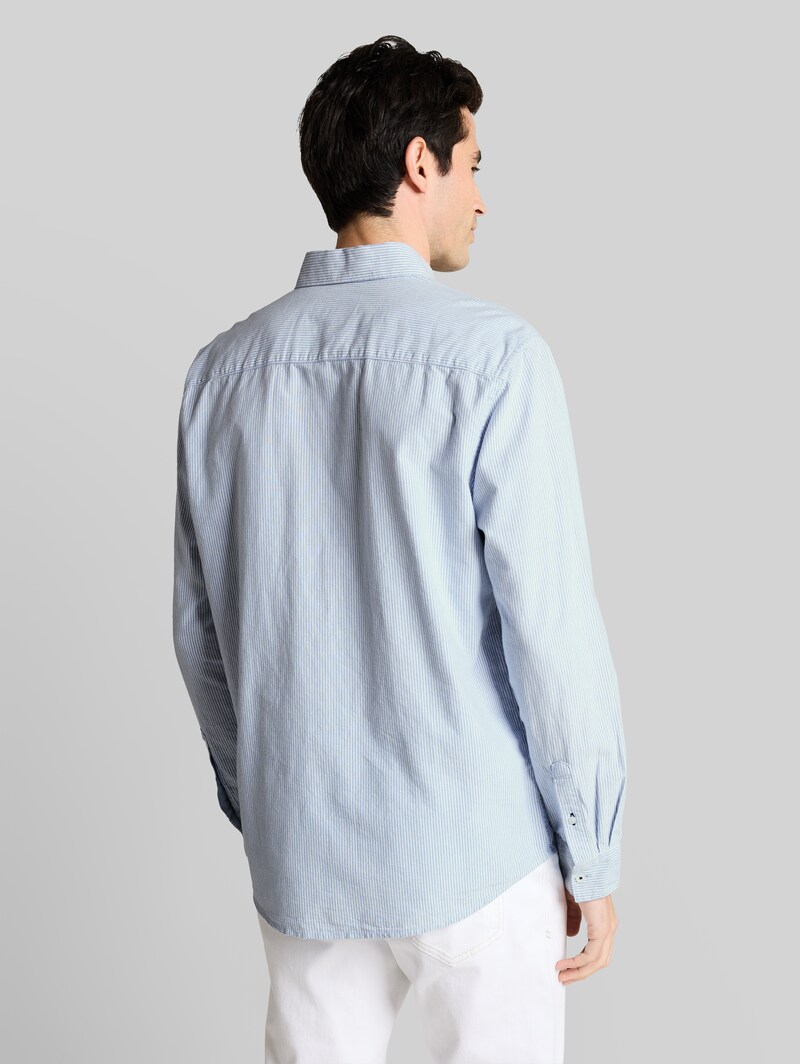 Tom Tailor Regular Fit Hemd mit Brusttasche - White Light Blue Stripe