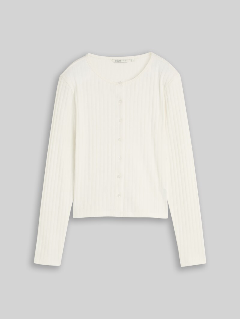Tom Tailor Pointelle Cardigan mit Knopfleiste - Off White