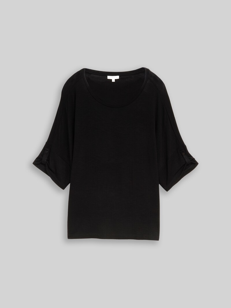 Tom Tailor T-Shirt mit Turn-Up-Funktion - Deep Black