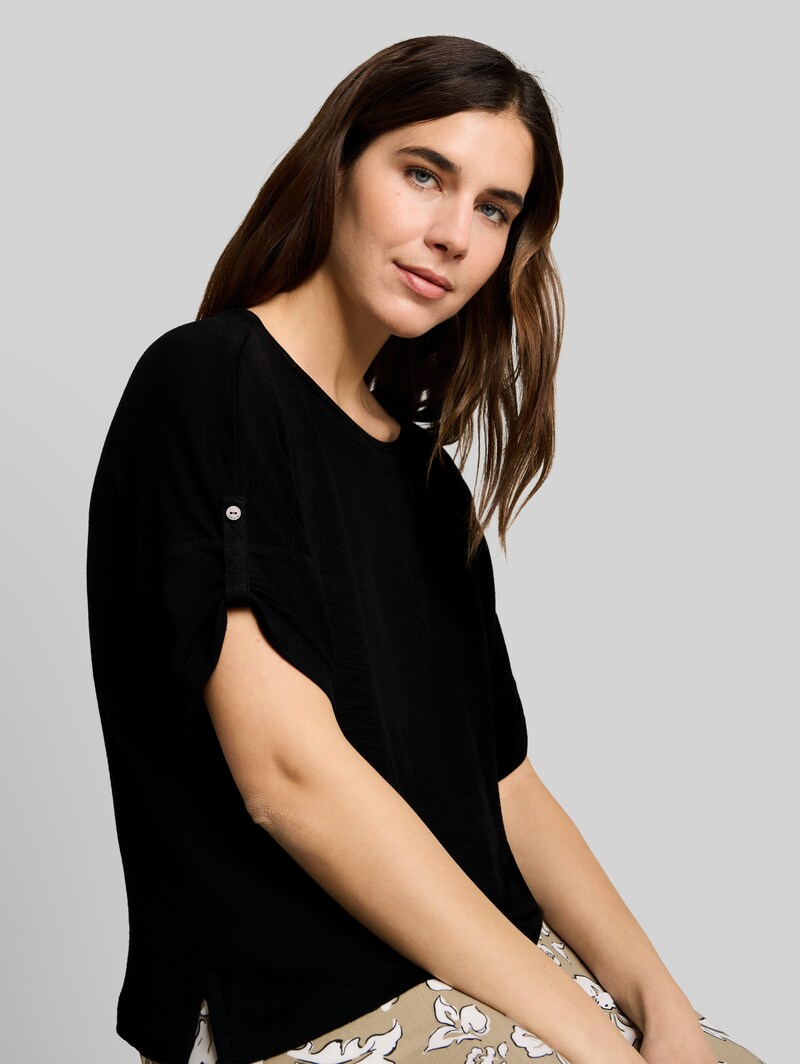 Tom Tailor T-Shirt mit Turn-Up-Funktion - Deep Black