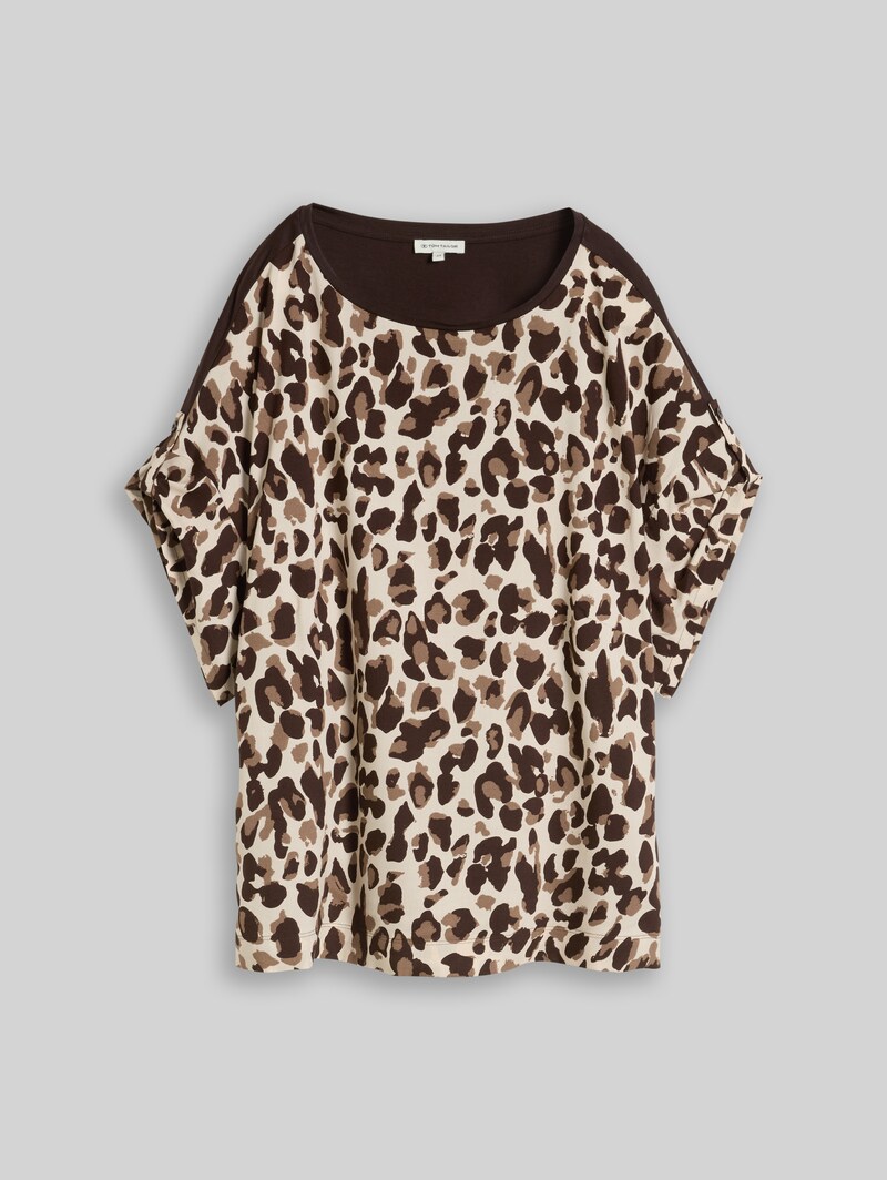 Tom Tailor Plus Size - T-Shirt mit Leo-Print - Brown Beige Leo Print