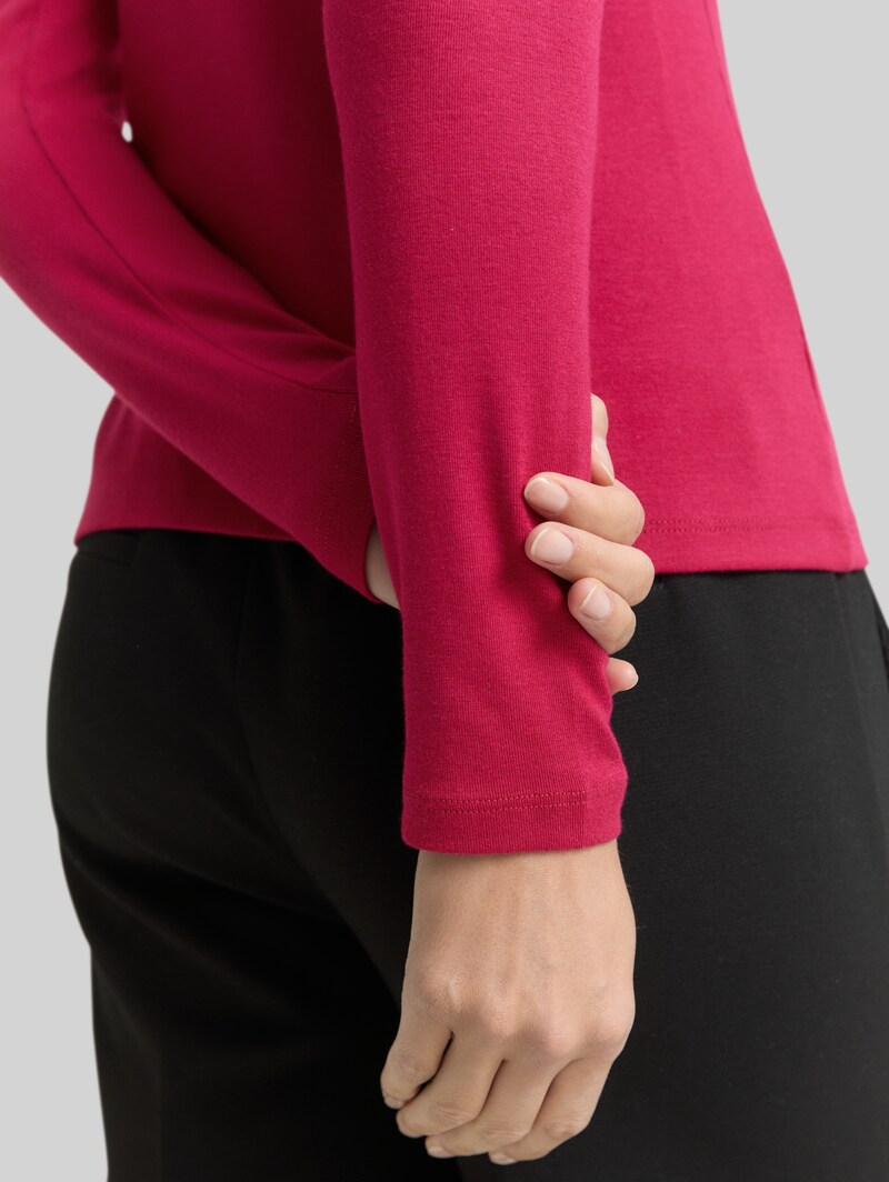 Tom Tailor Langarmshirt mit Rollkragen - Dark Pink