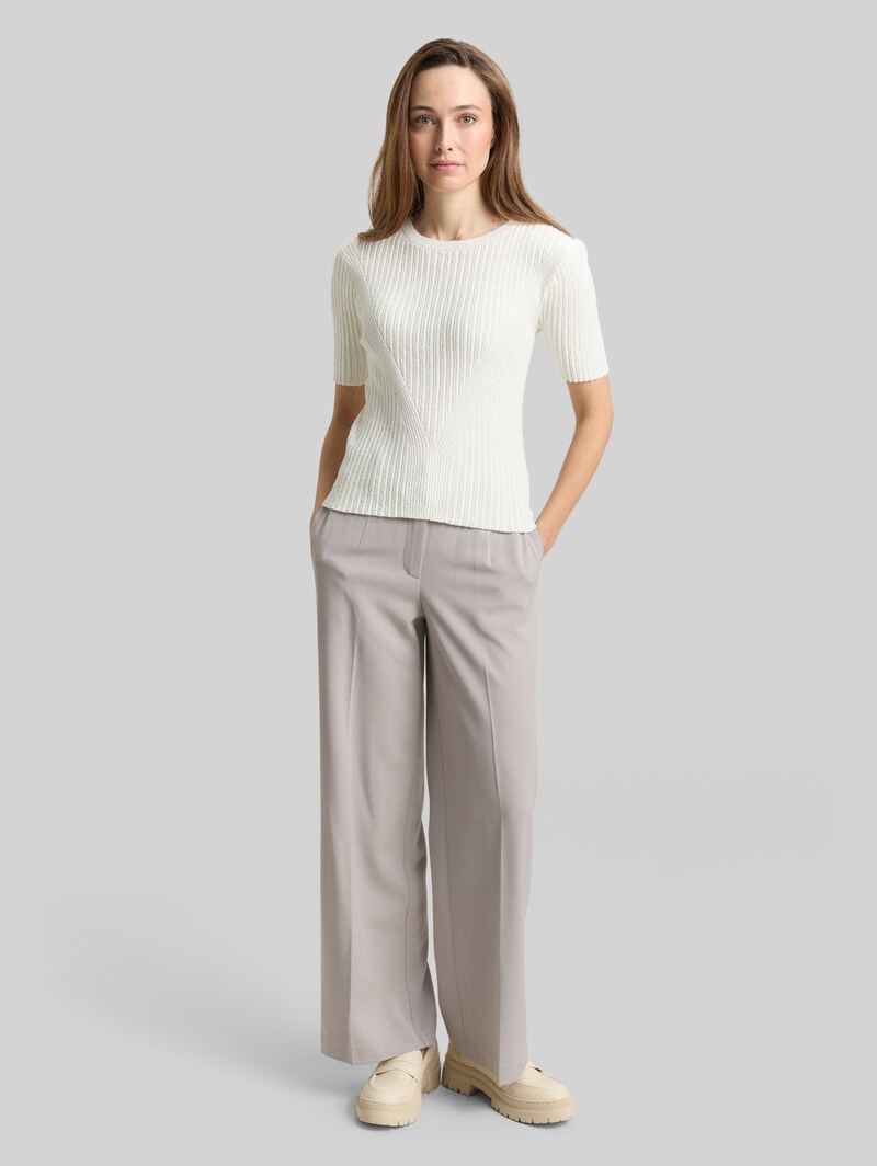 Tom Tailor TTLEA WIDE Hose mit Bügelfalte - Dark Clouds Grey