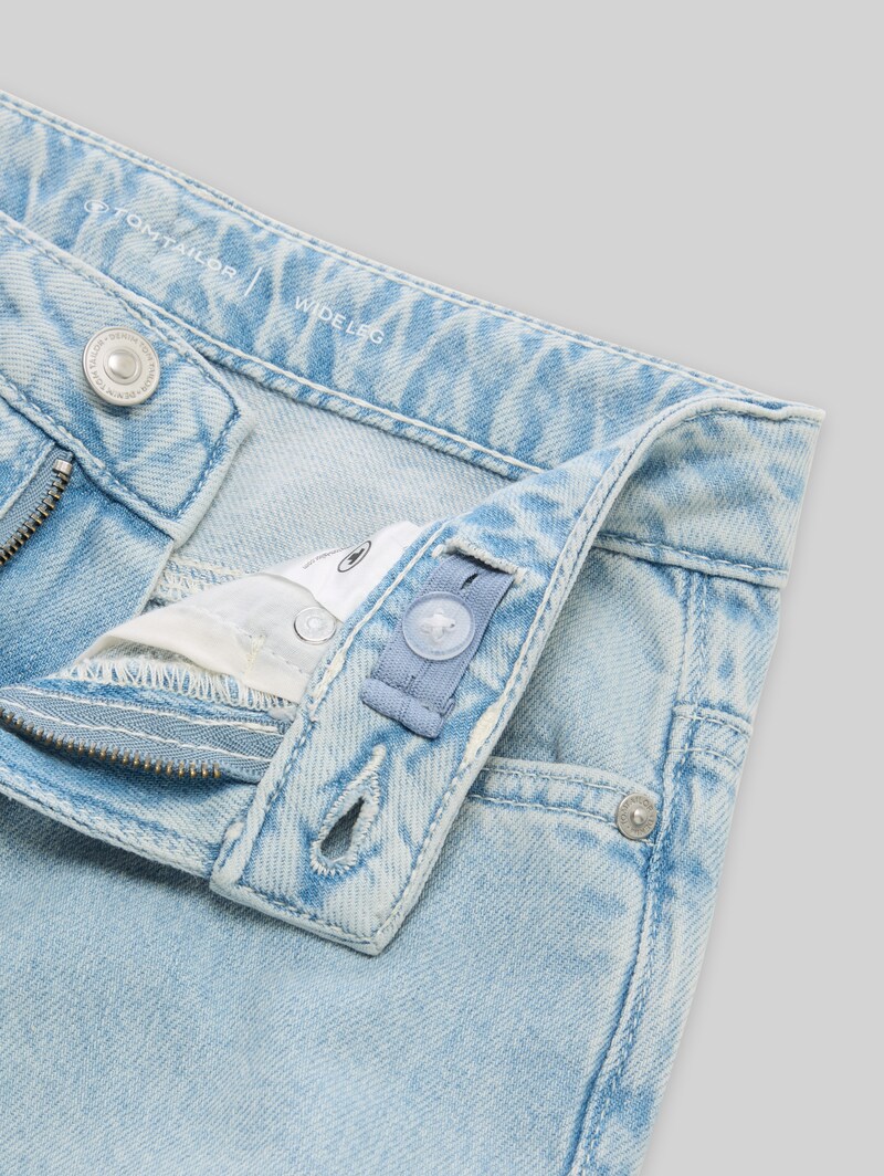 Tom Tailor Wide Leg Jeans mit Turn-up - Bleached Blue Denim