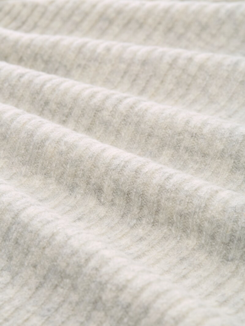 Tom Tailor Relaxed Fit Strickpullover mit Stehkragen - Marble Beige Melange