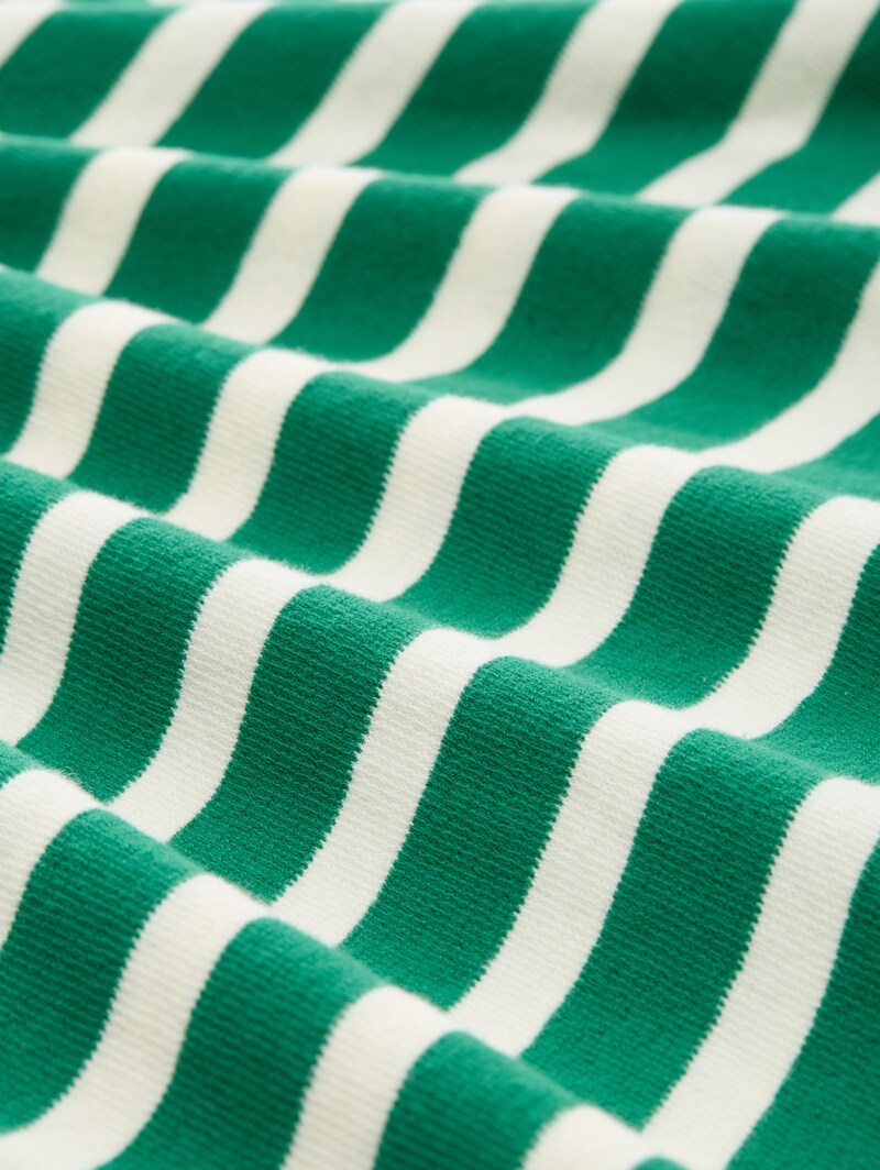 Tom Tailor Boxy Fit Langarmshirt mit Knopf-Details - Green White Stripe