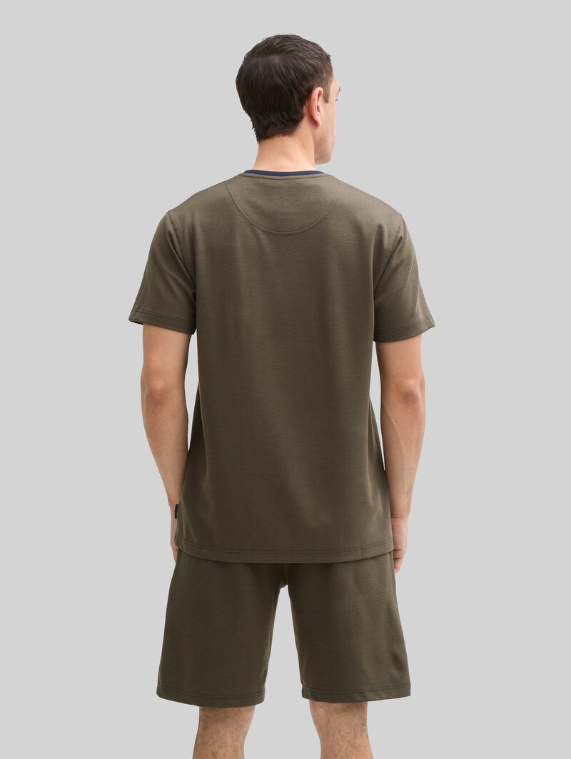 Tom Tailor Pyjama-Set mit Logo-Print und Kordelzug - Green-dark-multicolor