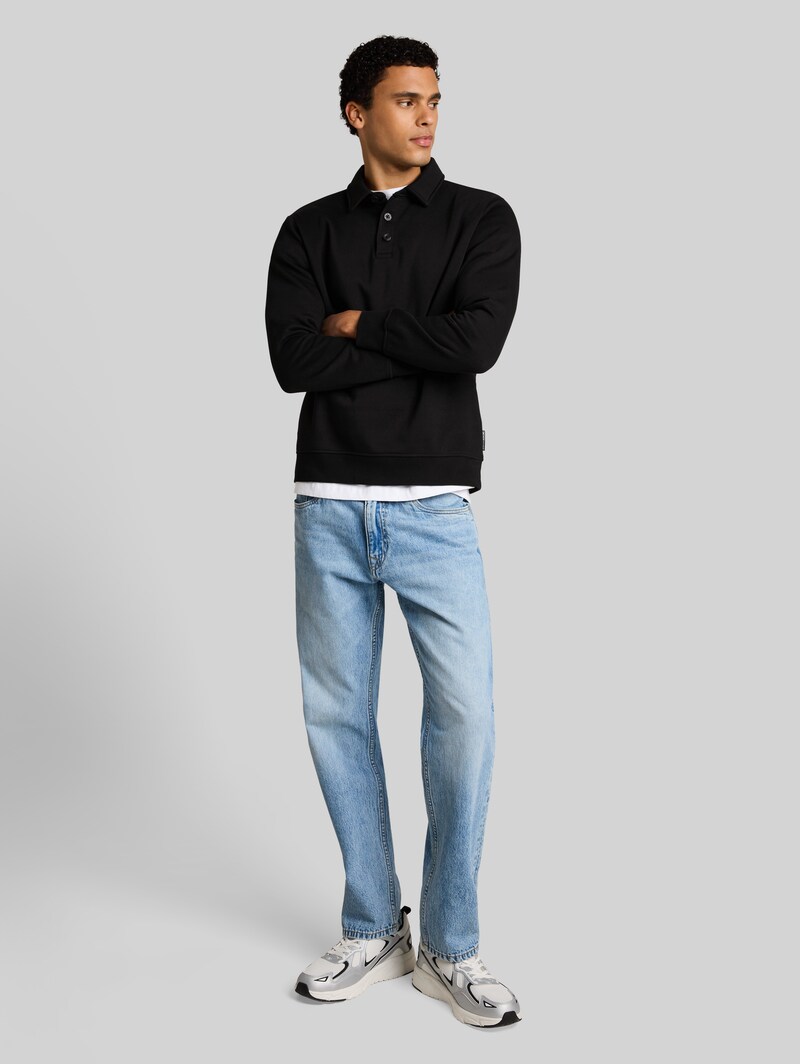 Tom Tailor Sweatshirt mit Polokragen - Black