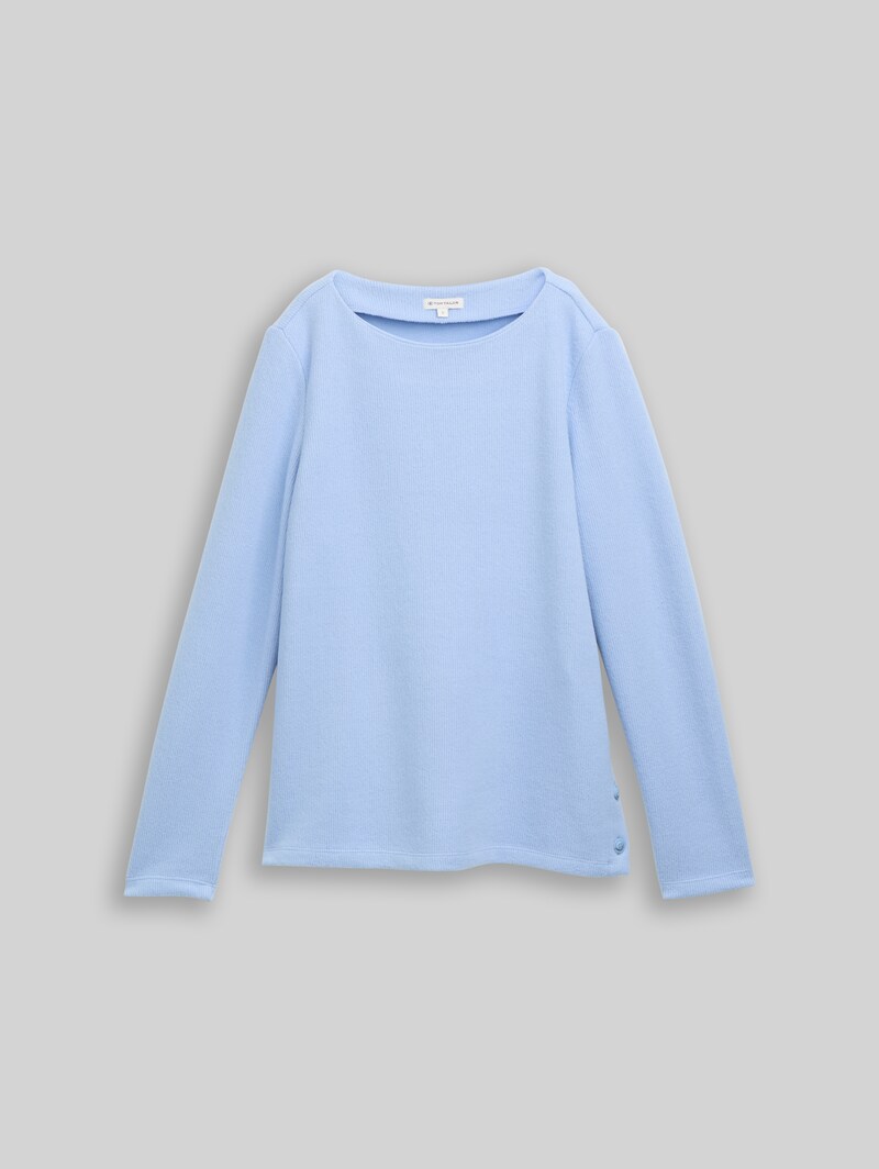 Tom Tailor Soft-Touch Sweatshirt mit Knopf-Details - Mid Blue Melange