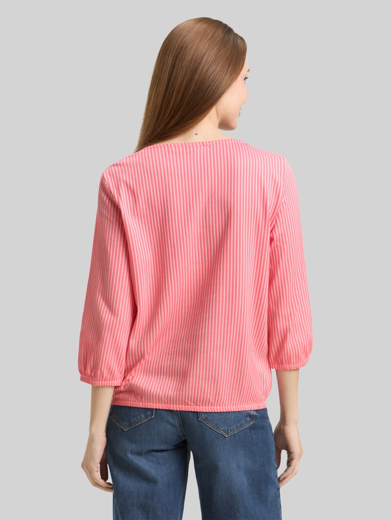 Tom Tailor Blusenshirt mit Streifenmuster - Soft Coral Pink White Stripe