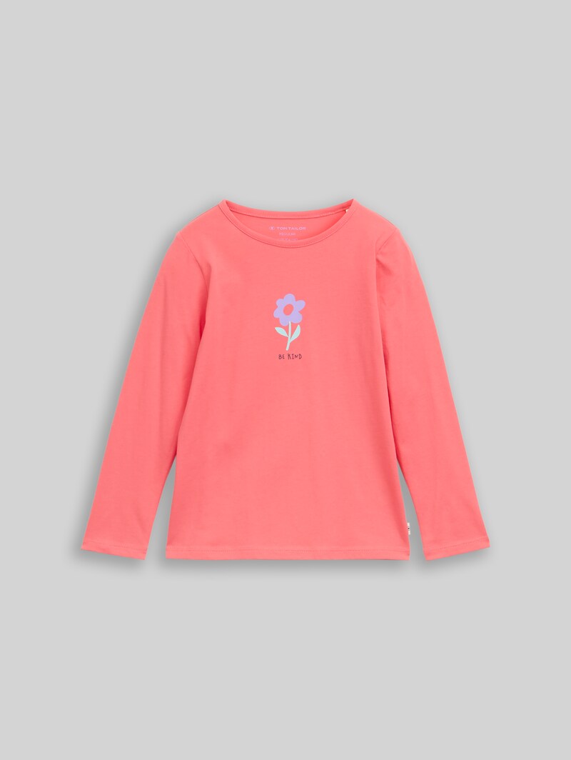 Tom Tailor Langarmshirt mit Print aus Baumwolle - Pink Dream