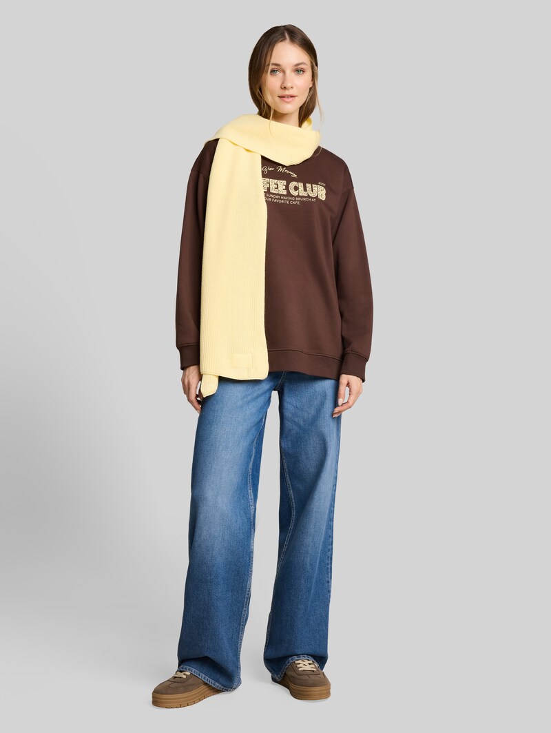 Tom Tailor Oversize Sweatshirt mit Print - Cool Dark Brown