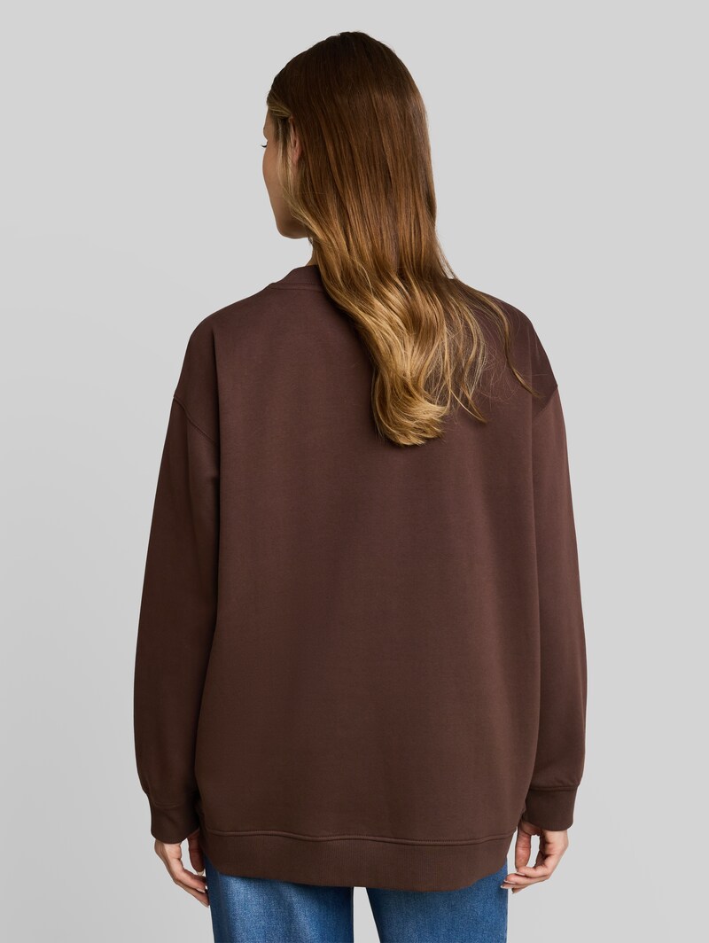 Tom Tailor Oversize Sweatshirt mit Print - Cool Dark Brown