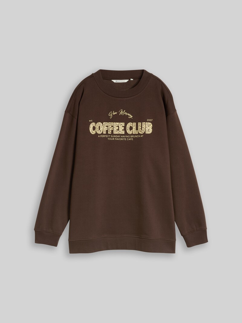 Tom Tailor Oversize Sweatshirt mit Print - Cool Dark Brown