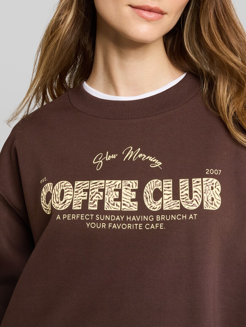 Tom Tailor Oversize Sweatshirt mit Print - Cool Dark Brown