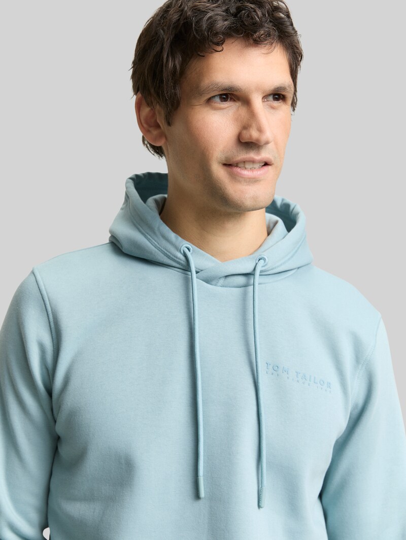 Tom Tailor Hoodie Sweatshirt mit Logo-Print - Tourmaline