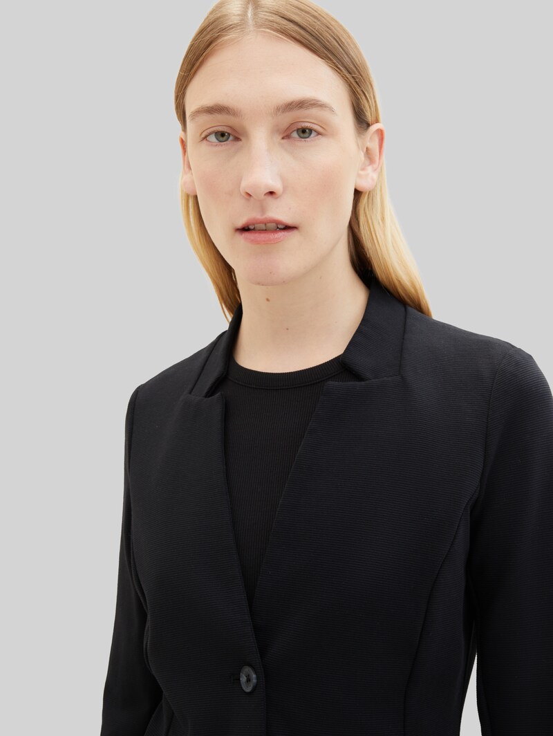 Tom Tailor Slim Fit Blazer mit Ottoman Struktur - Deep Black