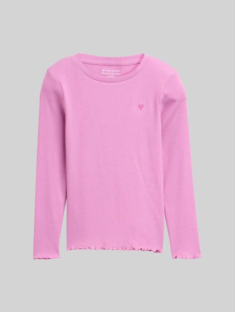 Tom Tailor Ripp Langarmshirt mit Stickerei - Flashy Mauve