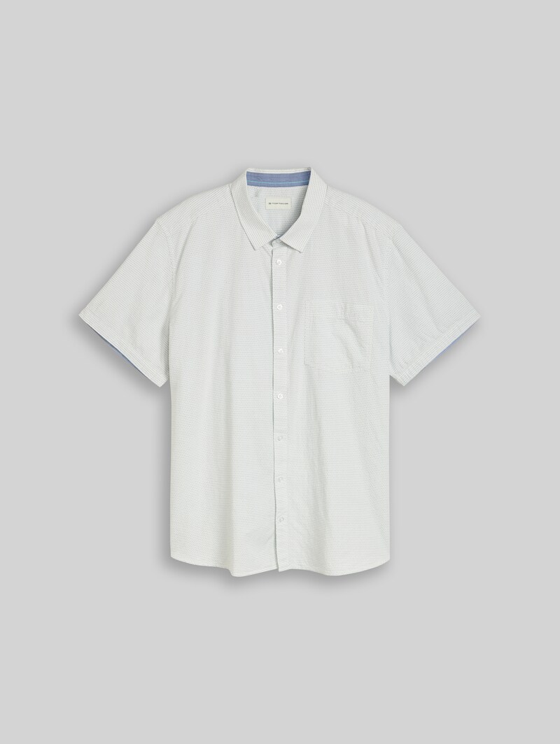 Tom Tailor Plus Size - Regular Fit Kurzarmhemd aus Baumwolle - Gardenia White Dot Structure