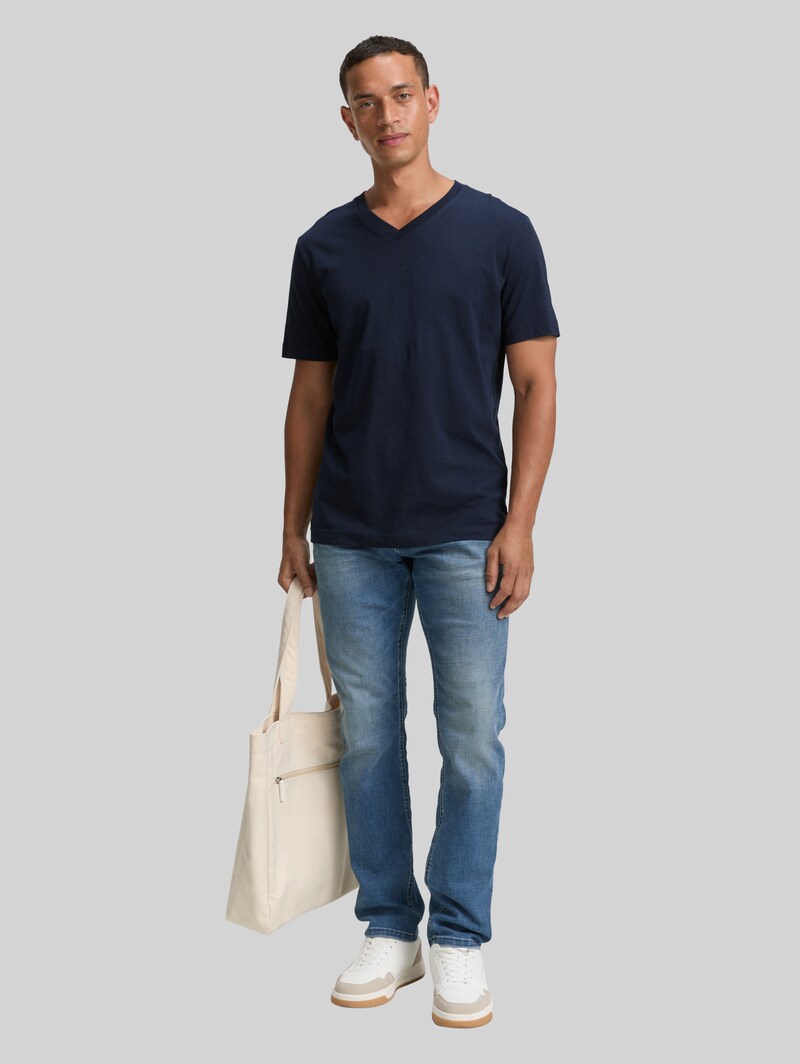 Tom Tailor T-Shirts mit V-Ausschnitt im 2er-Pack - Sky Captain Blue