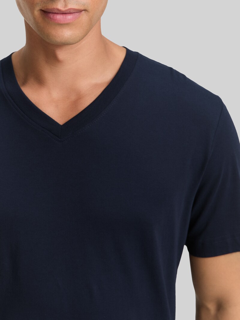 Tom Tailor T-Shirts mit V-Ausschnitt im 2er-Pack - Sky Captain Blue