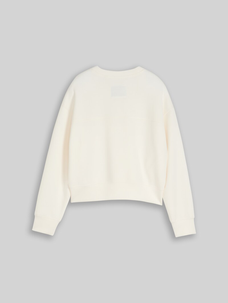 Tom Tailor Cropped Scuba Sweatshirt - Gardenia White Tom Tailor Cropped Scuba Sweatshirt - Gardenia White