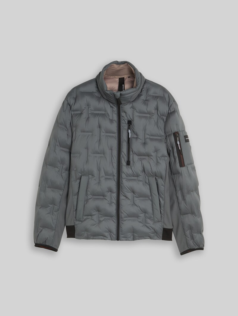 Tom Tailor Hybrid Steppjacke mit verstaubarer Kapuze - Darkest Olive